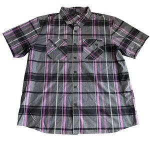 Oakley XXL Plaid Shirt Short Sleeve Button Down Purple Black Mens